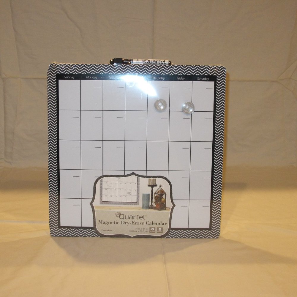 14x14 white board magnetic dry erase calendar. zigzag
